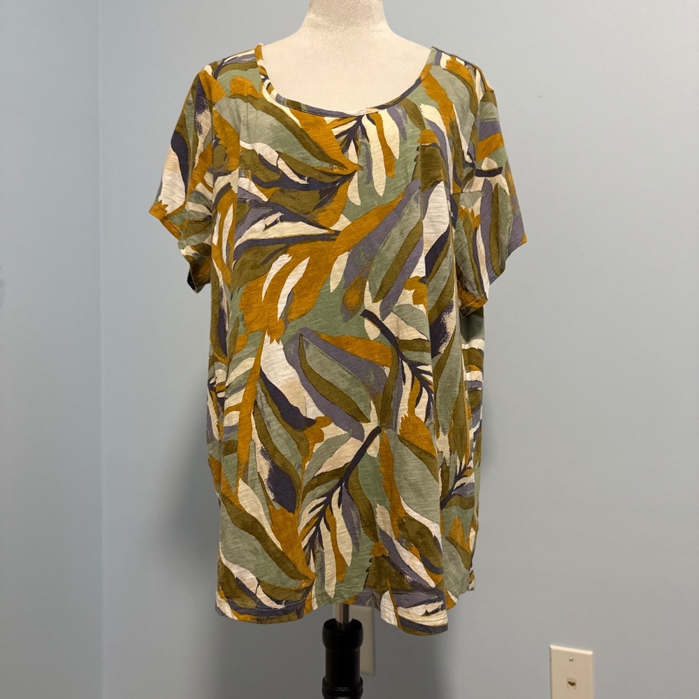 Rachel Zoe Women’s Plus short sleeve cotton tee knit tropical Size‎ 3X